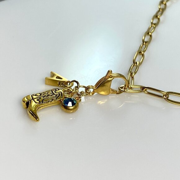 Cowgirl Boot with Letter and Birthstone Clip On Charm - CUSTOMIZABLE - Picture 4 of 8